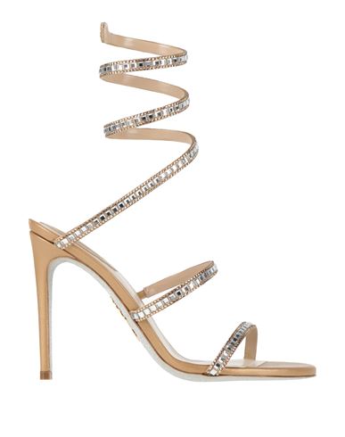 René Caovilla Rene' Caovilla Woman Sandals Sand Size 8 Textile Fibers In Silver