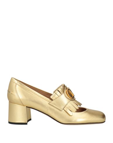 Valentino Garavani Woman Pumps Gold Size 8 Leather