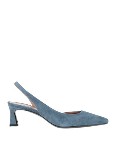 Pollini Woman Pumps Slate Blue Size 8 Leather