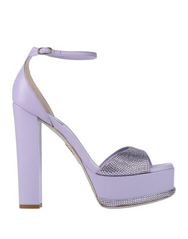 René Caovilla Rene' Caovilla Woman Sandals Lilac Size 8 Textile Fibers, Leather In Purple