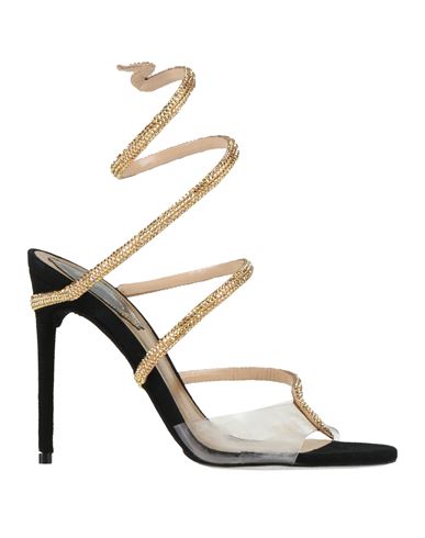 René Caovilla Rene' Caovilla Woman Sandals Black Size 8 Pvc - Polyvinyl Chloride, Textile Fibers