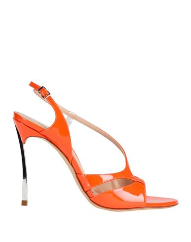 Casadei Woman Sandals Orange Size 7 Leather, Rubber