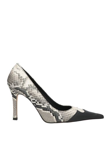 Msgm Woman Pumps Black Size 7 Leather In Gray