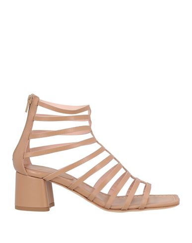 Anna F . Woman Sandals Sand Size 6 Leather In Nude