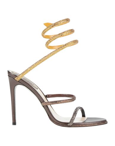 René Caovilla Rene' Caovilla Woman Sandals Brown Size 7 Textile Fibers