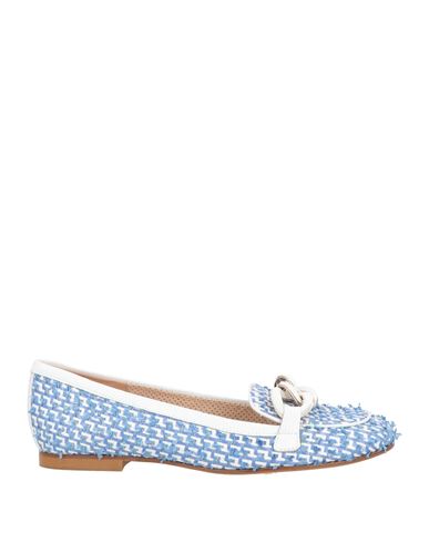 Status Woman Loafers Light Blue Size 8 Leather, Textile Fibers