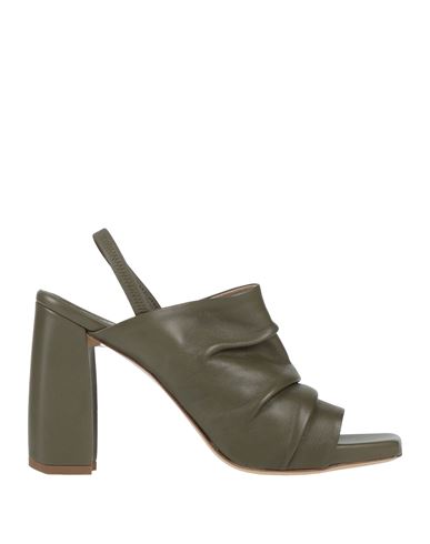 Ixos Woman Sandals Military Green Size 5 Leather In Animal Print