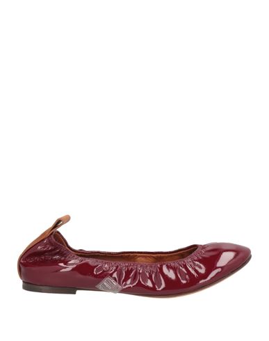 Lanvin Woman Ballet Flats Burgundy Size 7 Leather In Red