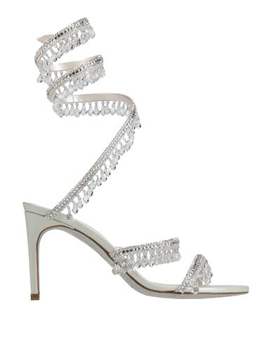 René Caovilla Rene' Caovilla Woman Sandals Ivory Size 5 Textile Fibers In Multi