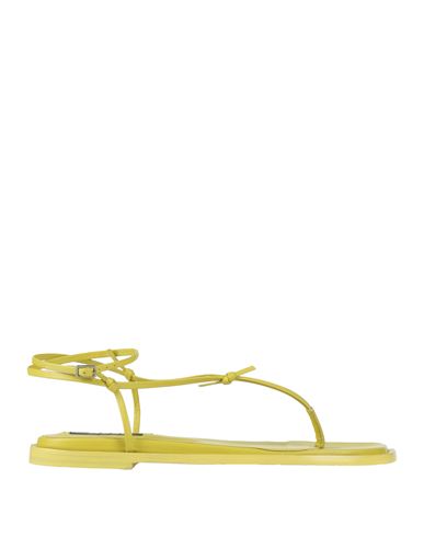Msgm Woman Thong Sandal Lime Green Size 7 Leather