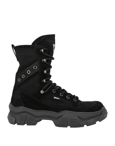 Msgm Woman Ankle Boots Black Size 7 Leather, Textile Fibers