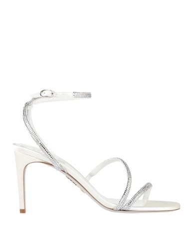 René Caovilla Rene' Caovilla Woman Sandals Silver Size 8 Textile Fibers In White