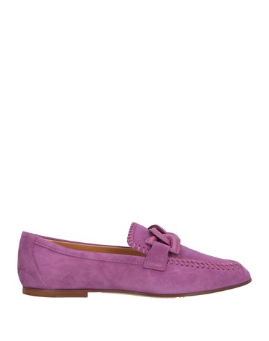 Tod's Woman Loafers Mauve Size 8 Leather In Purple