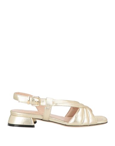 Barracuda's Collection Woman Sandals Platinum Size 7 Leather In Gold