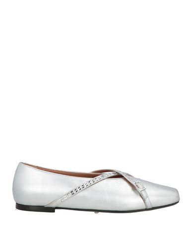 D’accori D'accori Woman Ballet Flats Silver Size 7.5 Leather In White