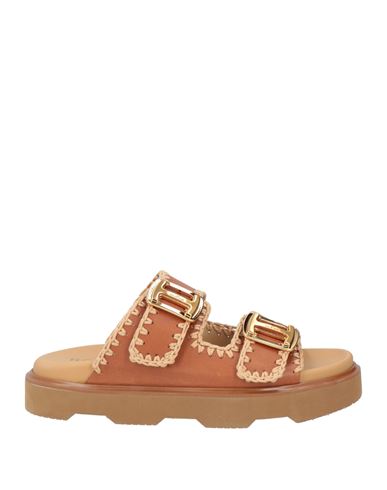 Hogan Woman Sandals Tan Size 7 Leather In Brown