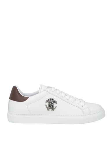 Roberto Cavalli Man Sneakers White Size 9 Calfskin In White