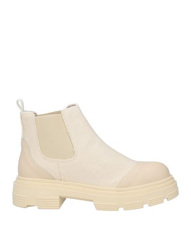 Baldinini Woman Ankle Boots Cream Size 8 Leather, Textile Fibers In Neutral