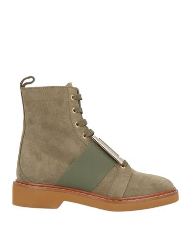 Roger Vivier Woman Ankle Boots Military Green Size 7 Leather In Brown