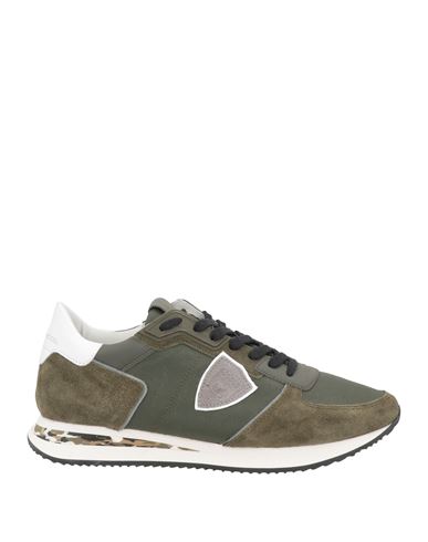 Philippe Model Man Sneakers Military Green Size 9 Leather, Textile Fibers