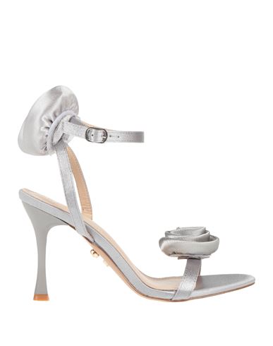 Twenty Four Haitch Woman Sandals Grey Size 8 Textile Fibers, Synthetisches Material In Animal Print