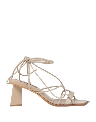 Malloni Woman Sandals Off White Size 8 Leather In Animal Print