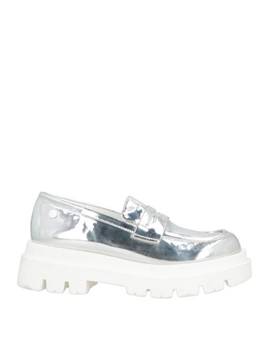 Actitude By Twinset Woman Loafers Silver Size 7 Textile Fibers