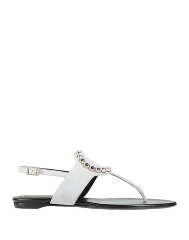 Roger Vivier Woman Thong Sandal Light Grey Size 8 Leather In Gray