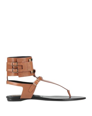 Roger Vivier Woman Thong Sandal Brown Size 7 Leather In Brown