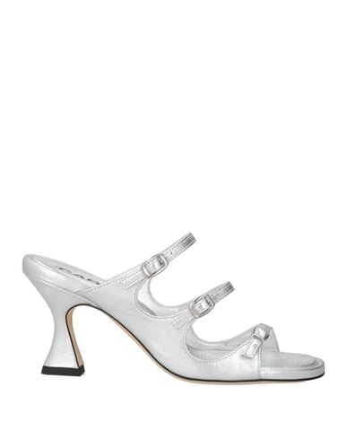 Carel Paris Woman Sandals Silver Size 7 Leather In Metallic