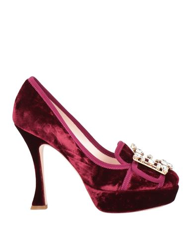 Roger Vivier Woman Pumps Burgundy Size 8 Textile Fibers In Burgundy