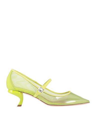 Roger Vivier Woman Pumps Lime Green Size 8 Pvc - Polyvinyl Chloride In Animal Print