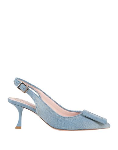 Roger Vivier Fringed Denim Slingback Pumps In Blue