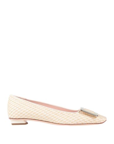 Roger Vivier Woman Ballet Flats Sand Size 7.5 Textile Fibers In Nude