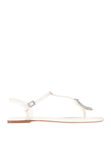 Roger Vivier Woman Thong Sandal Cream Size 5 Leather In White