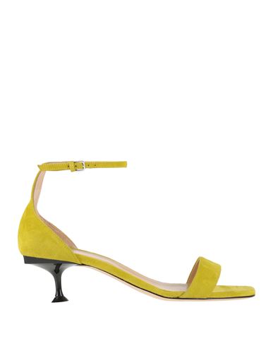 Sergio Rossi Woman Sandals Lime Green Size 7.5 Leather In Multi