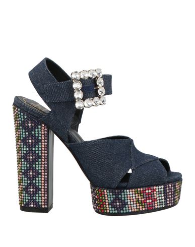 Roger Vivier Woman Sandals Blue Size 8 Textile Fibers