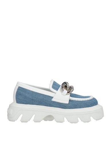 Casadei Woman Loafers Blue Size 8 Textile Fibers, Leather