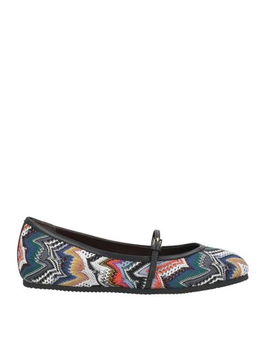 Missoni Woman Ballet Flats Charcoal Size 7 Leather, Textile Fibers In Multi