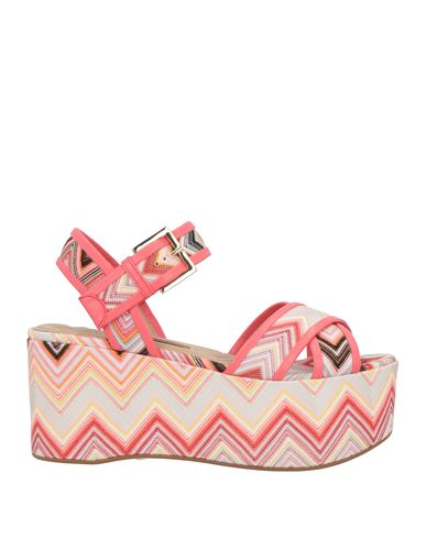 Missoni Woman Sandals Salmon Pink Size 8 Textile Fibers, Leather In Animal Print