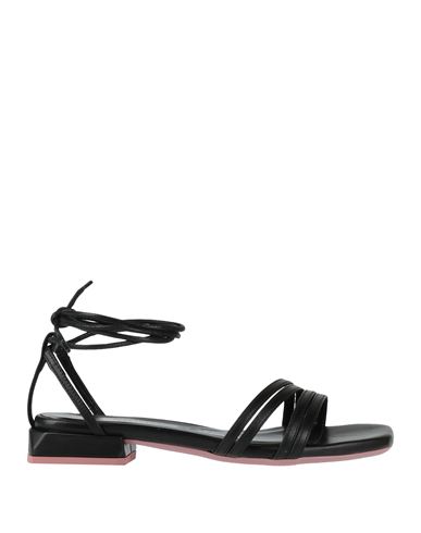 Lorenzo Mari Woman Sandals Black Size 8 Leather In Black