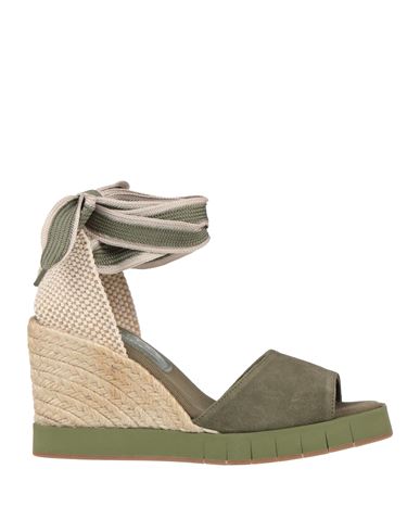 Paloma Barceló Palomitas By  Woman Espadrilles Military Green Size 8 Leather In Multi