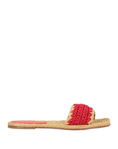 Paloma Barceló Woman Sandals Red Size 8 Textile Fibers, Natural Raffia In Multi