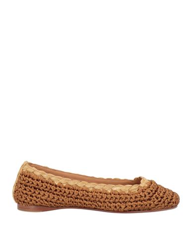 Paloma Barceló Woman Ballet Flats Tan Size 8 Textile Fibers, Natural Raffia In Brown