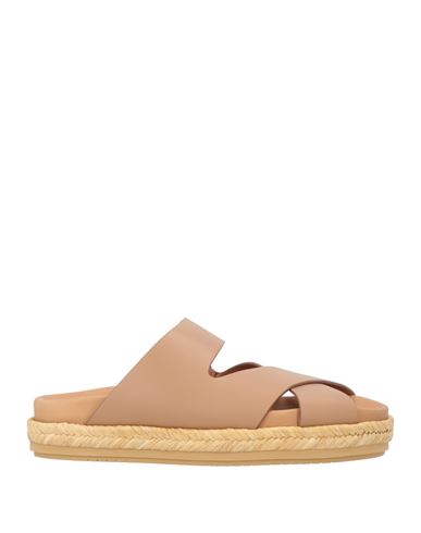 Paloma Barceló Woman Sandals Camel Size 8 Cow Leather, Natural Raffia In Animal Print