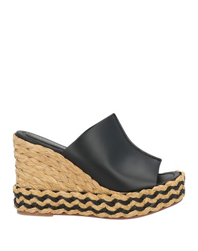 Paloma Barceló Ivana Leather Platform Raffia Sandals In Black
