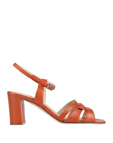 Cristina Millotti Woman Sandals Rust Size 8 Leather In Multi