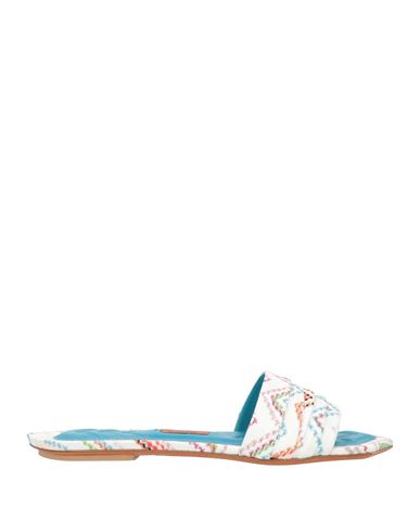 Missoni Woman Sandals White Size 8 Textile Fibers, Leather In Multi
