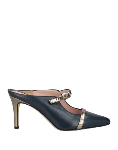 Cristina Millotti Woman Mules & Clogs Navy Size 8 Leather In Blue