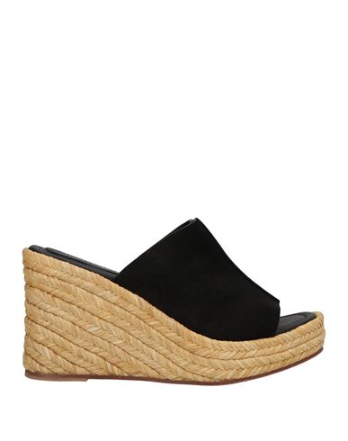 Paloma Barceló Woman Sandals Black Size 8 Leather, Natural Raffia